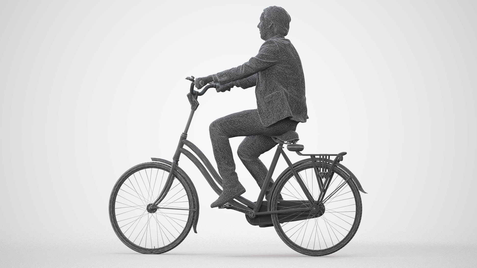 scanned 3D man business cycling, photogrammetry people for Enscape and V-Ray, square thumbnail