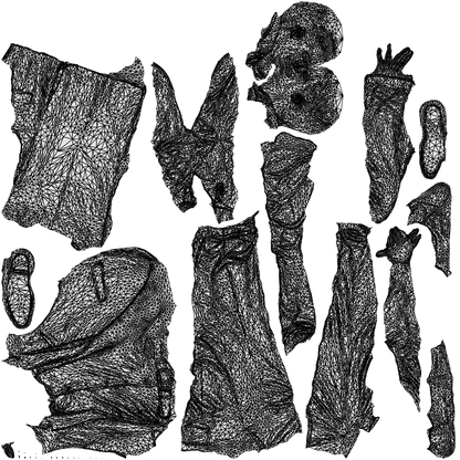 3D scanned man business, photorealistic archviz people for Enscape and SketchUp, wireframe top-down view