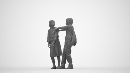 3D human model girl kids, photogrammetry scanned person for archviz, wireframe back view