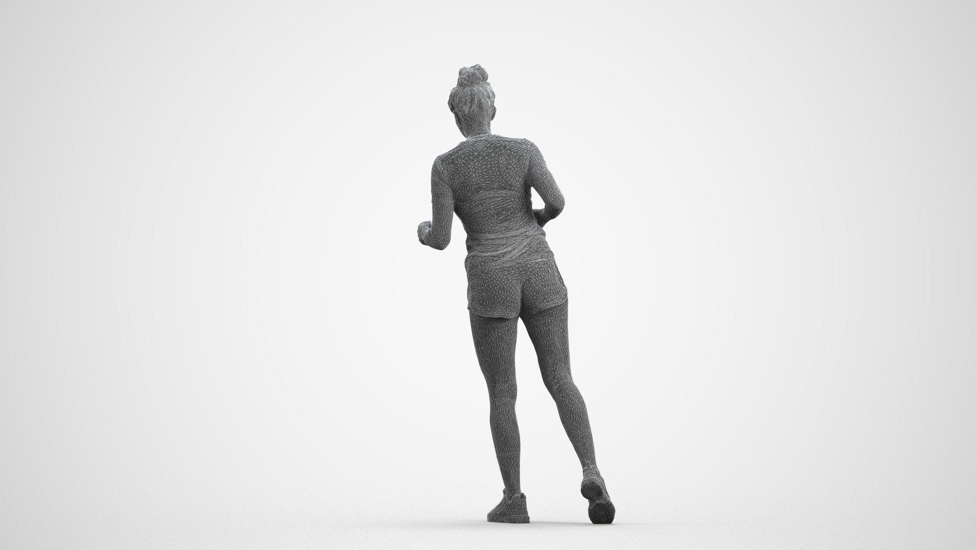 3D people model woman sport, scanned human for 3ds Max rendering, wireframe front view