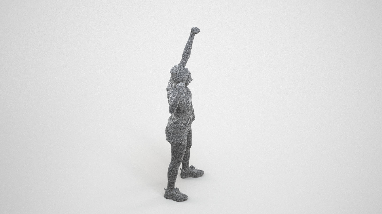 photogrammetry 3D woman sport, realistic human model archviz FBX, wireframe three-quarter view
