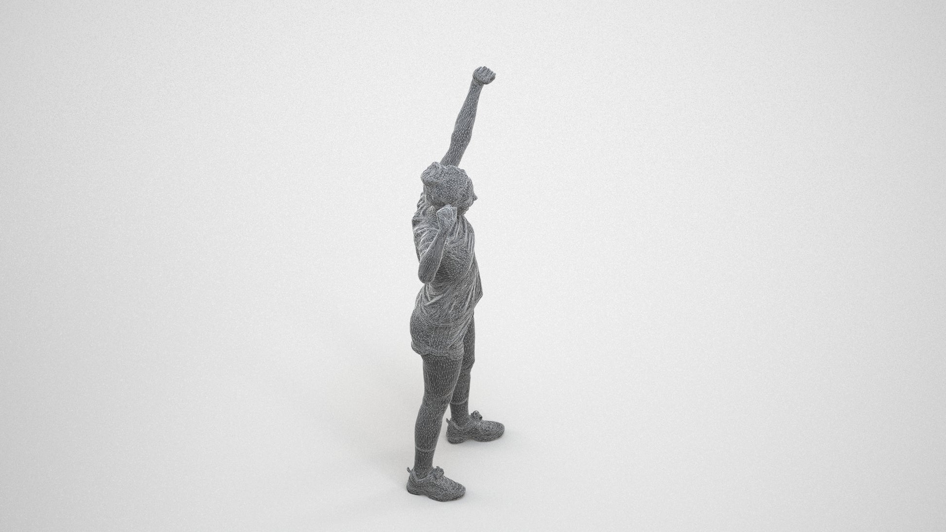photogrammetry 3D woman sport, realistic human model archviz FBX, wireframe three-quarter view