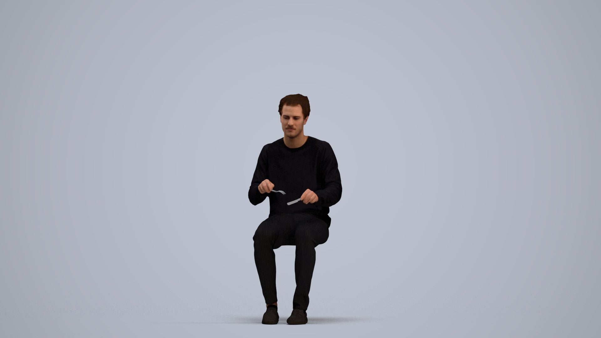 realistic 3D man casual sitting, scanned archviz people for Blender and 3ds Max, standing pose render