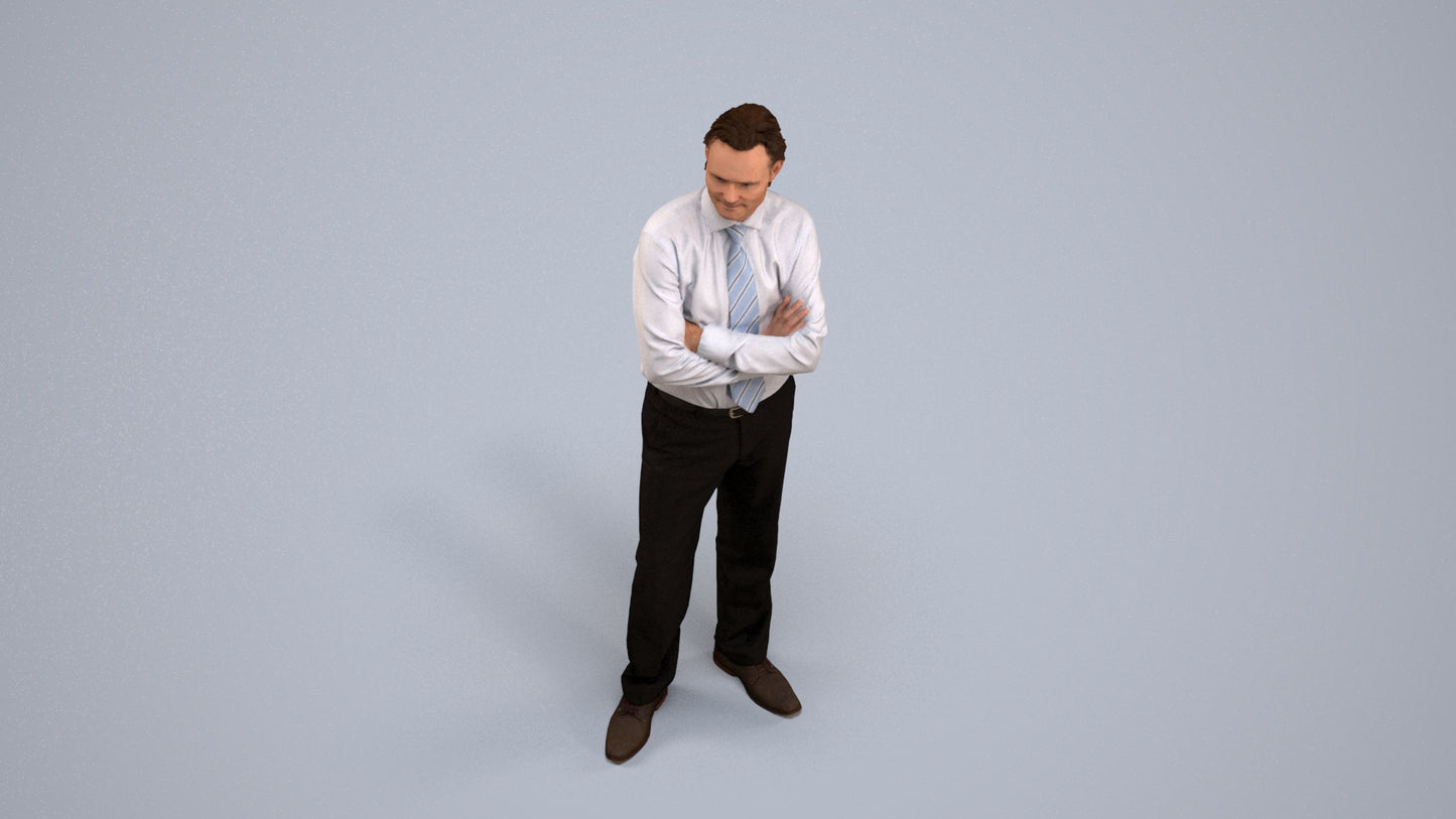 realistic 3D people man business, render-ready for V-Ray and Corona, FBX OBJ, back view render