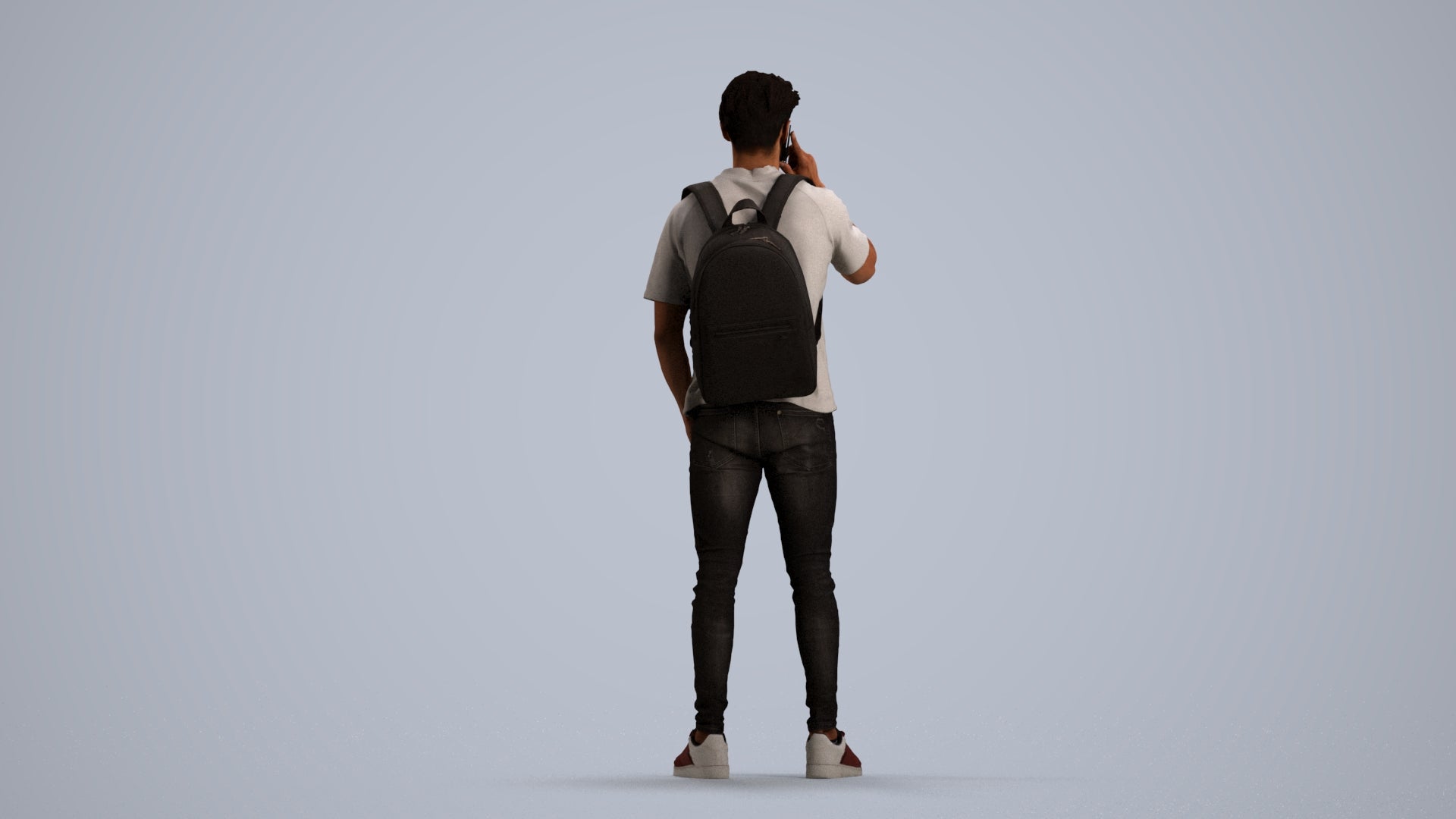 3D scanned man standing casual, photorealistic archviz people for Enscape and SketchUp, front view render