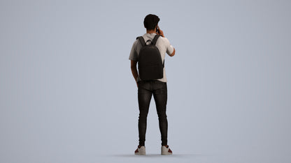 3D scanned man standing casual, photorealistic archviz people for Enscape and SketchUp, front view render