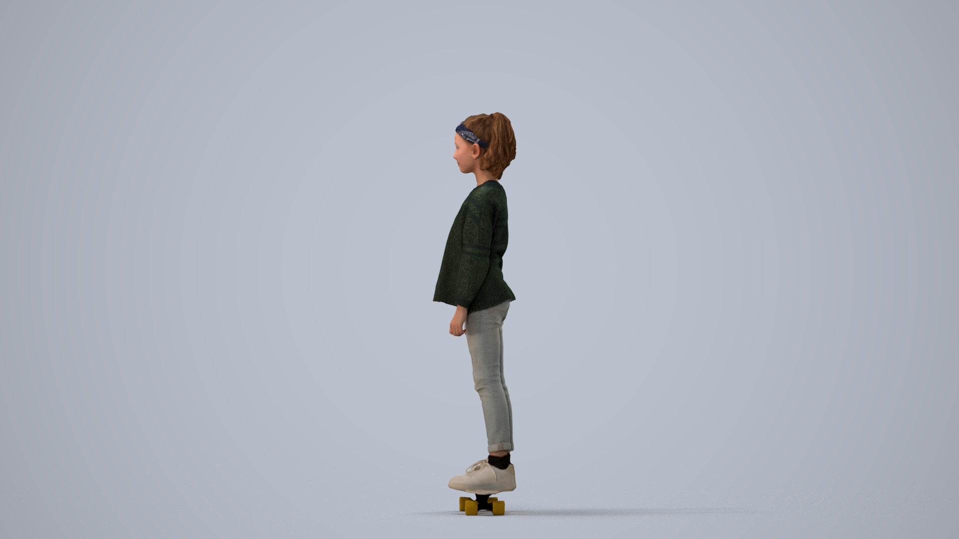 scanned 3D girl casual kids, photogrammetry people for Enscape and V-Ray, three-quarter view render