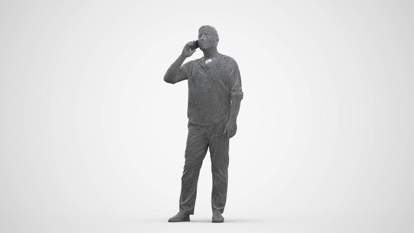 scanned 3D man casual standing, photogrammetry people for Enscape and V-Ray, three-quarter front view render
