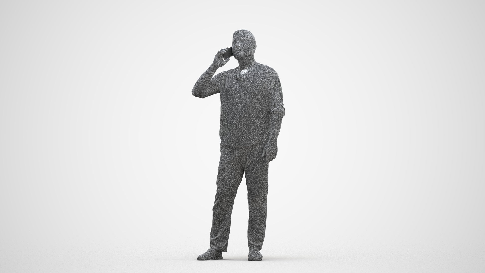 scanned 3D man casual standing, photogrammetry people for Enscape and V-Ray, three-quarter front view render