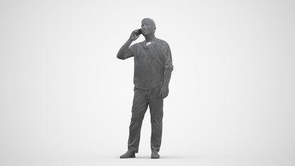 scanned 3D man casual standing, photogrammetry people for Enscape and V-Ray, three-quarter front view render
