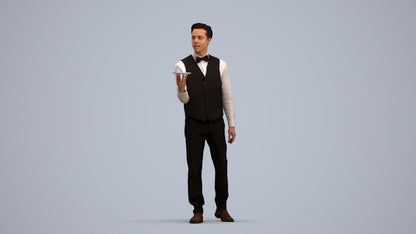 3D people model man hospitality, scanned human for 3ds Max rendering, standing pose render