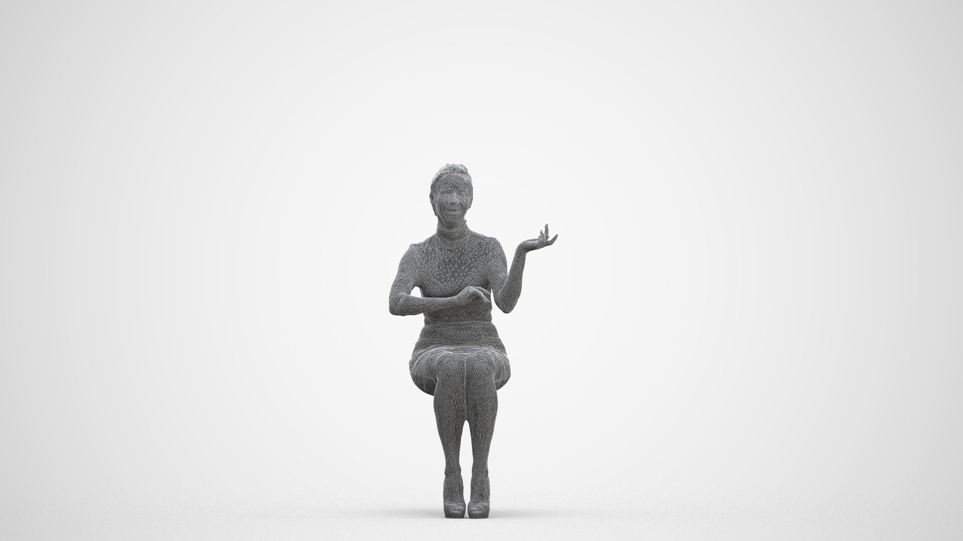 3D people model woman business, scanned human for 3ds Max rendering, three-quarter front view render