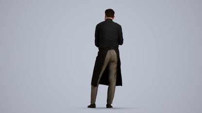 photogrammetry 3D man hospitality, realistic human model archviz FBX, front view render