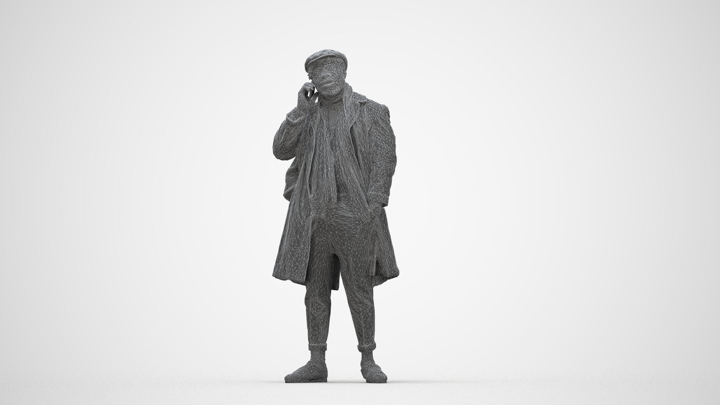 3D people model man casual standing, scanned human for 3ds Max rendering, wireframe back view
