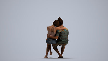 scanned 3D woman sitting, photogrammetry people for Enscape and V-Ray, front view render