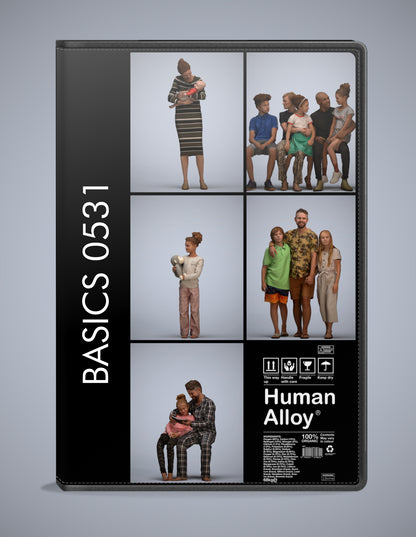 3D human models kids bundle, 5 photogrammetry scanned people for archviz