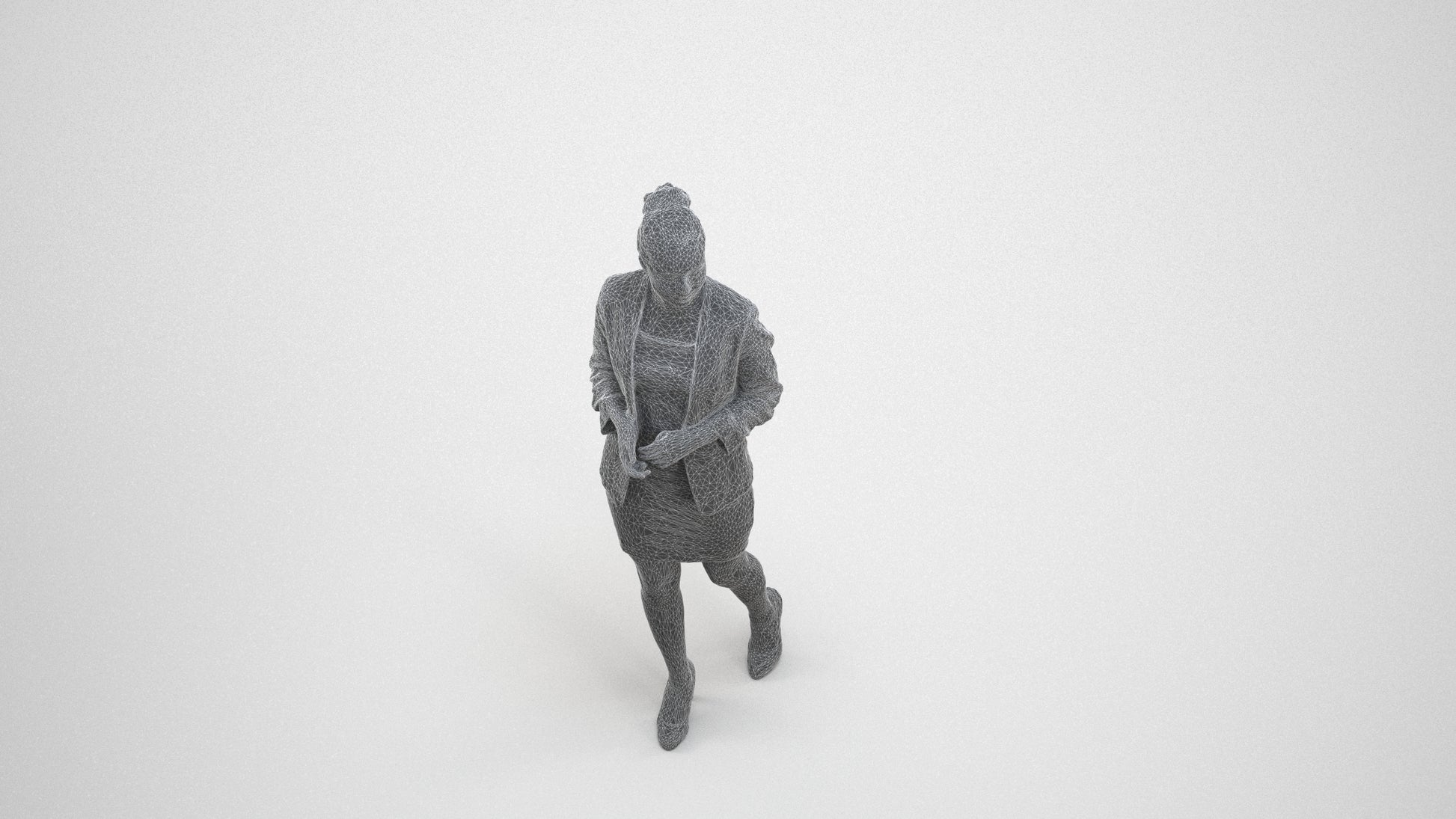 scanned 3D woman business, photogrammetry people for Enscape and V-Ray, side view render