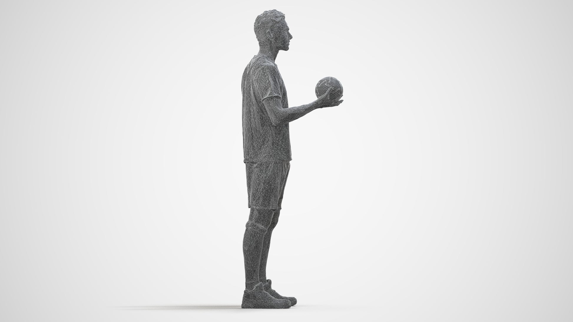 realistic 3D human man sport, archviz people FBX OBJ for Blender, wireframe side view