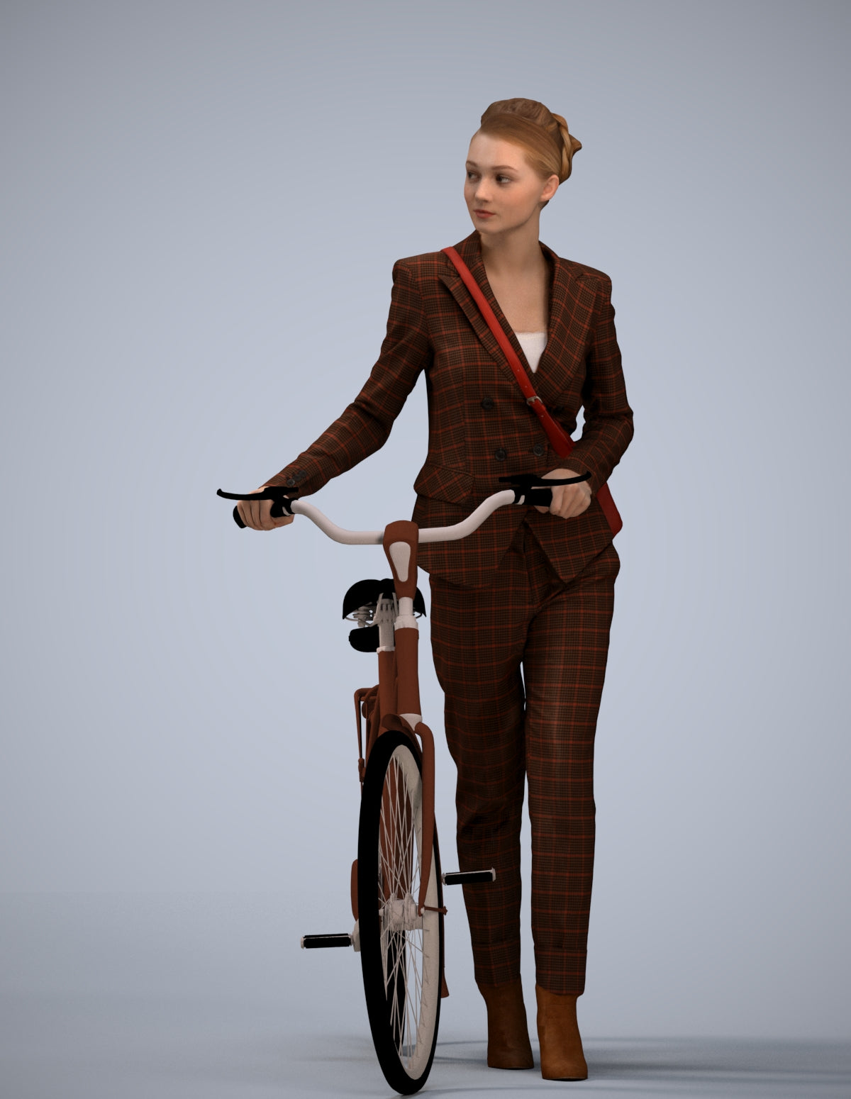 realistic 3D human woman business cycling, archviz people FBX OBJ for Blender