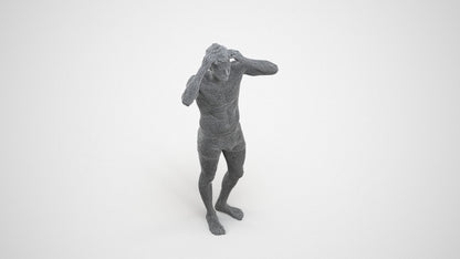 scanned 3D man bathroom, photogrammetry people for Enscape and V-Ray, wireframe three-quarter view
