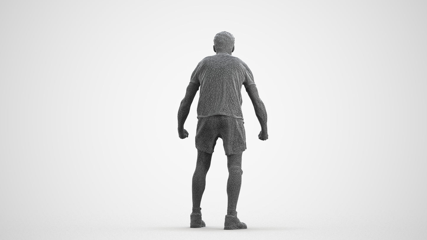 3D people model man sport, scanned human for 3ds Max rendering, wireframe front view
