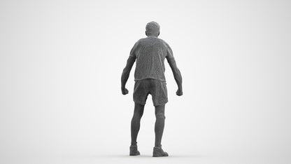 3D people model man sport, scanned human for 3ds Max rendering, wireframe front view