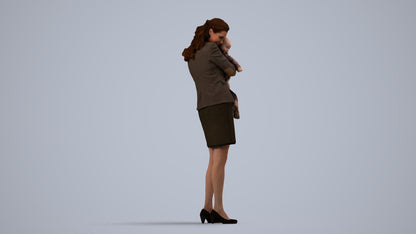 3D scanned girl kids business, photorealistic archviz people for Enscape and SketchUp, front view render