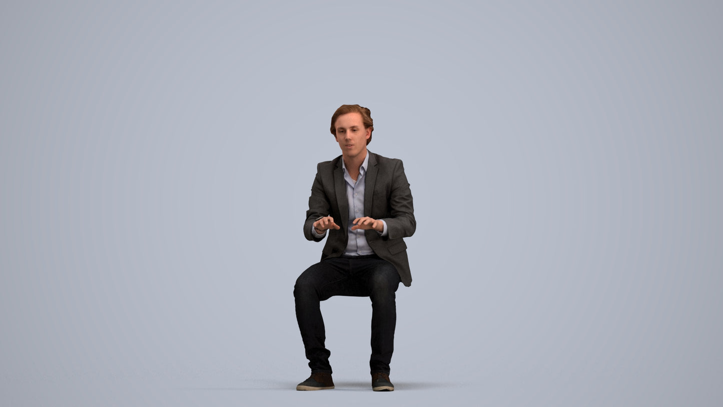 scanned 3D man business, photogrammetry people for Enscape and V-Ray, standing pose render