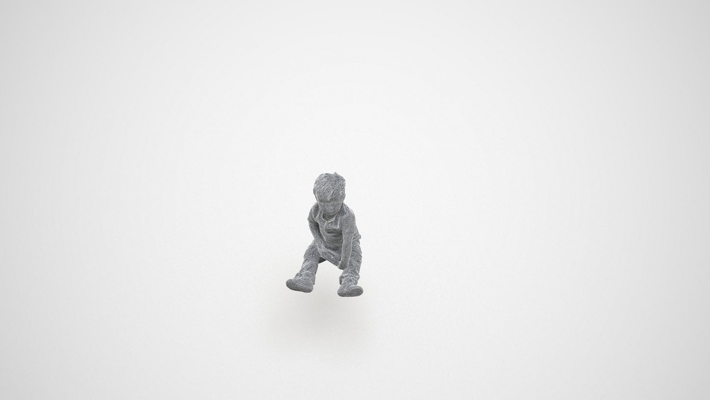 photogrammetry 3D boy casual kids, realistic human model archviz FBX, wireframe three-quarter view