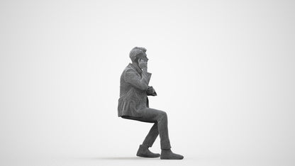 realistic 3D human man business, archviz people FBX OBJ for Blender, wireframe side view