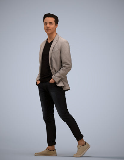 3D scanned man walking business, photorealistic archviz people for Enscape and SketchUp