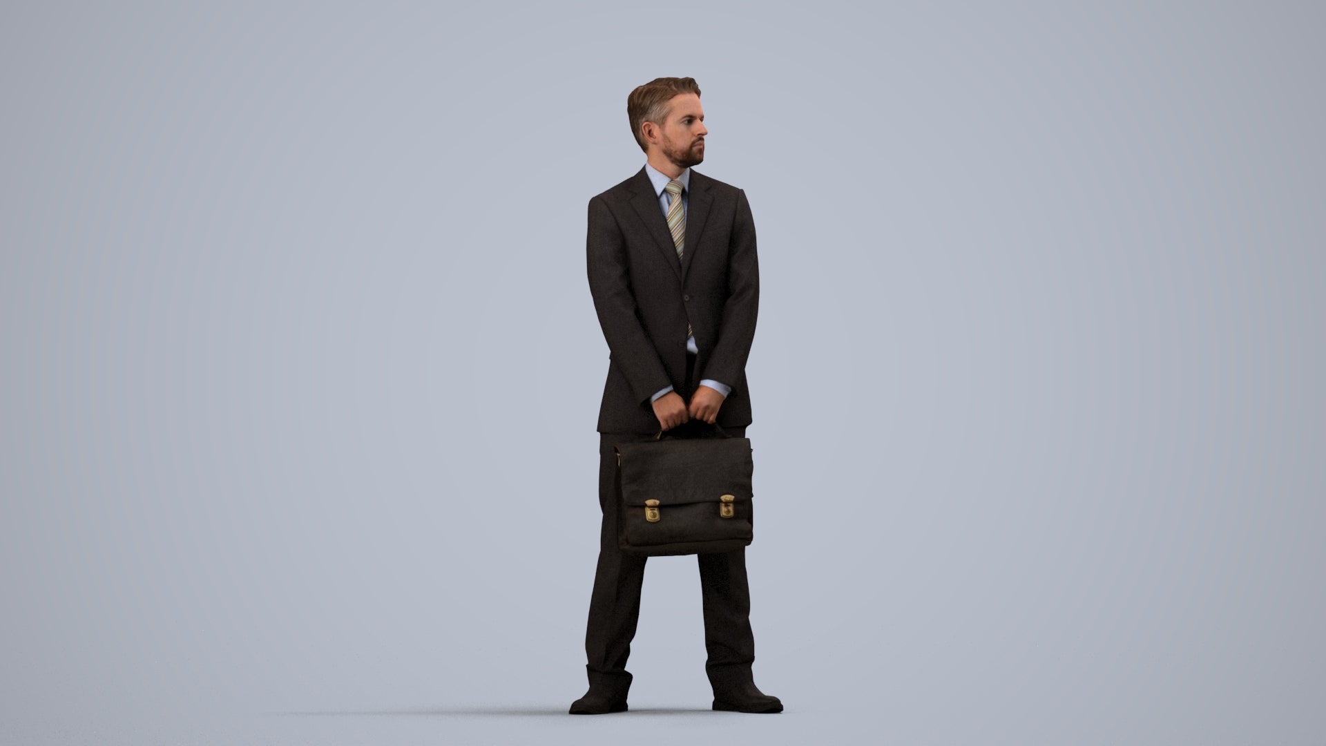 realistic 3D man business, scanned archviz people for Blender and 3ds Max, side view render