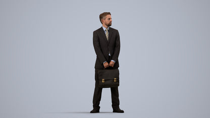 realistic 3D man business, scanned archviz people for Blender and 3ds Max, side view render