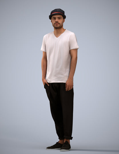 photogrammetry 3D man casual standing, realistic human model archviz FBX