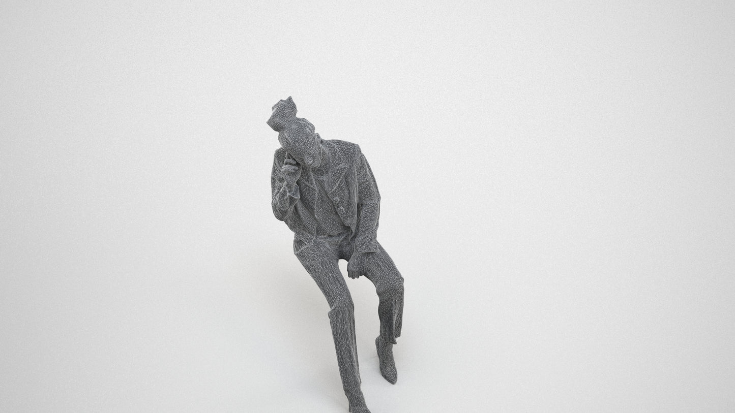 realistic 3D people woman business, render-ready for V-Ray and Corona, FBX OBJ, wireframe three-quarter view
