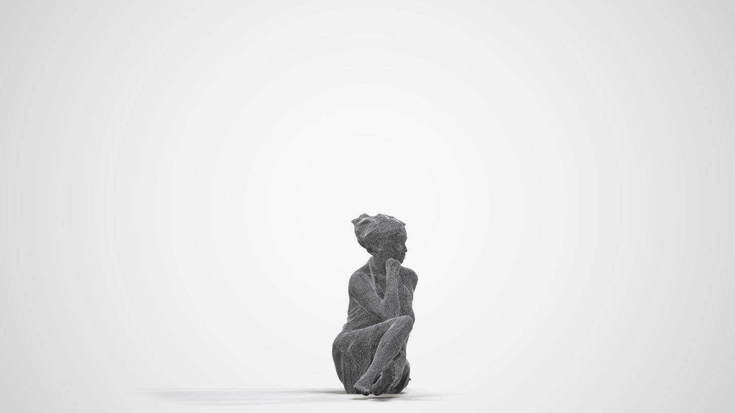 realistic 3D human woman pool, archviz people FBX OBJ for Blender, wireframe side view