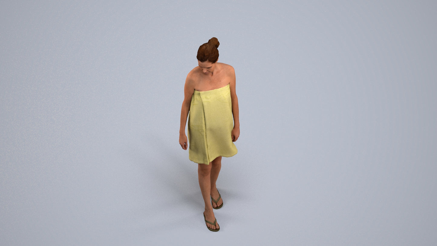 scanned 3D woman casual bathroom, photogrammetry people for Enscape and V-Ray, back view render