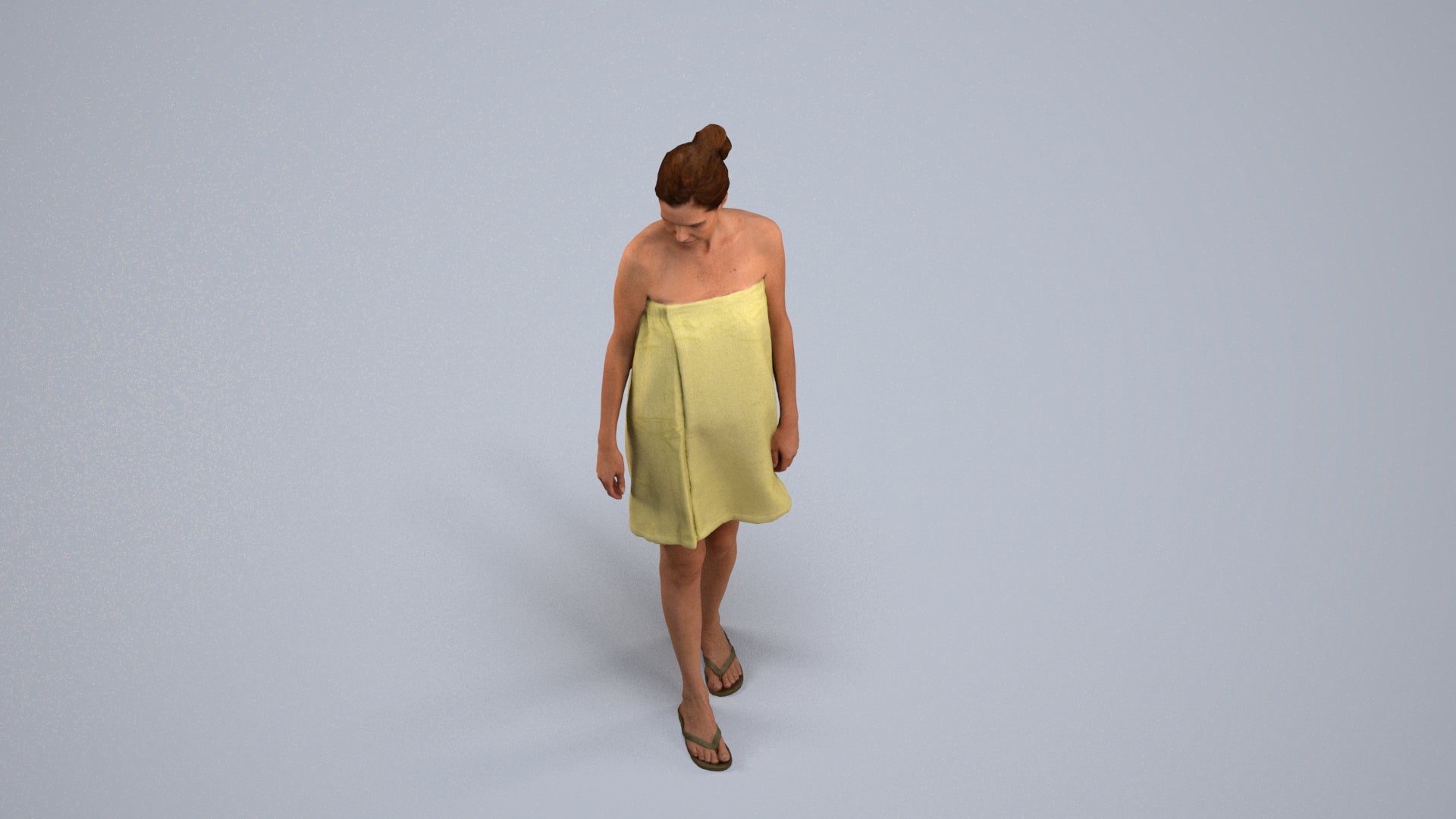 scanned 3D woman casual bathroom, photogrammetry people for Enscape and V-Ray, back view render