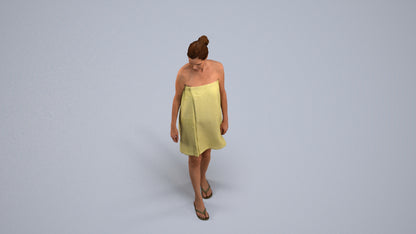 scanned 3D woman casual bathroom, photogrammetry people for Enscape and V-Ray, back view render