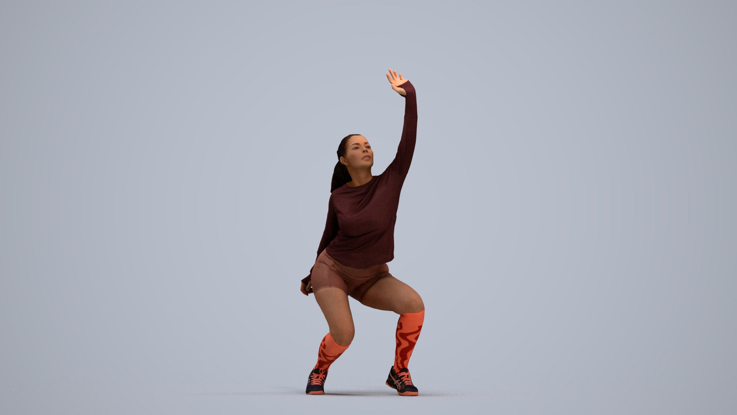 photogrammetry 3D woman sport, realistic human model archviz FBX, standing pose render