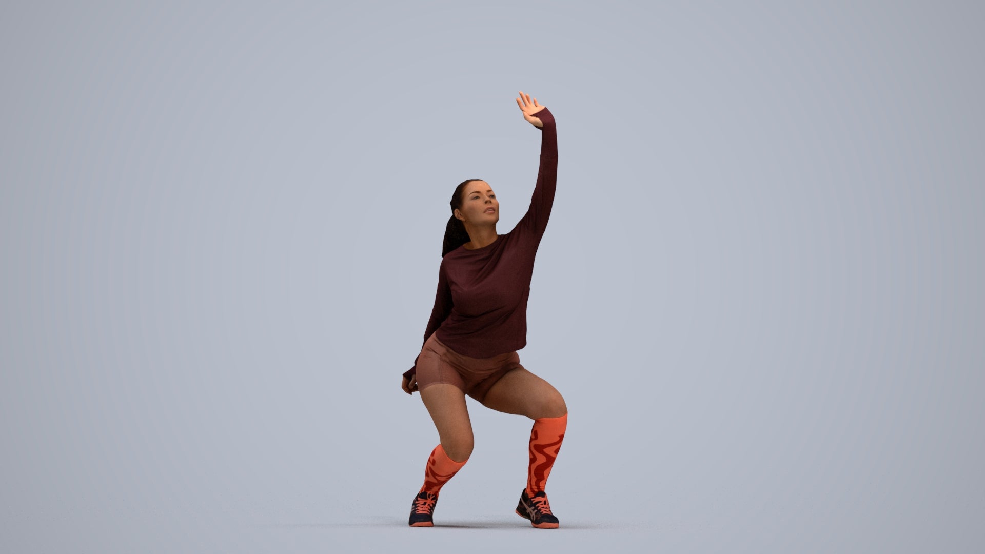 photogrammetry 3D woman sport, realistic human model archviz FBX, standing pose render