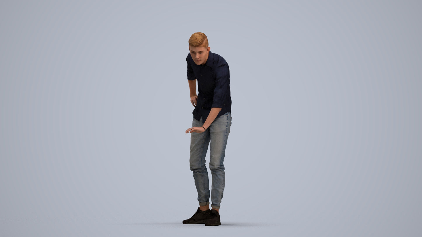 realistic 3D human man casual standing, archviz people FBX OBJ for Blender, standing pose render