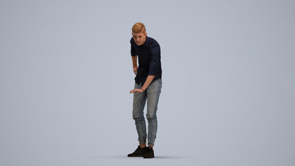 realistic 3D human man casual standing, archviz people FBX OBJ for Blender, standing pose render