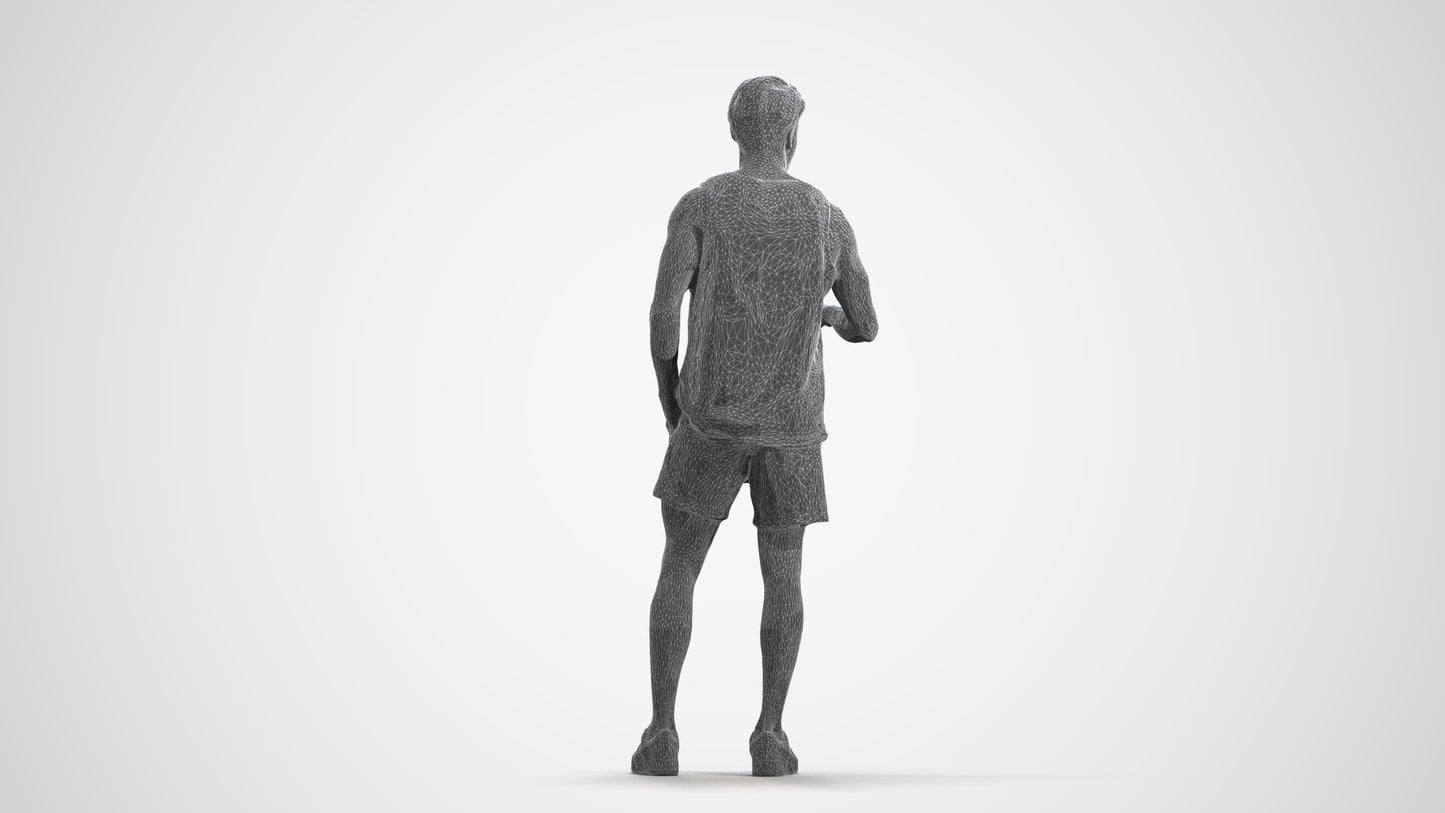 realistic 3D people man sport standing, render-ready for V-Ray and Corona, FBX OBJ, wireframe front view