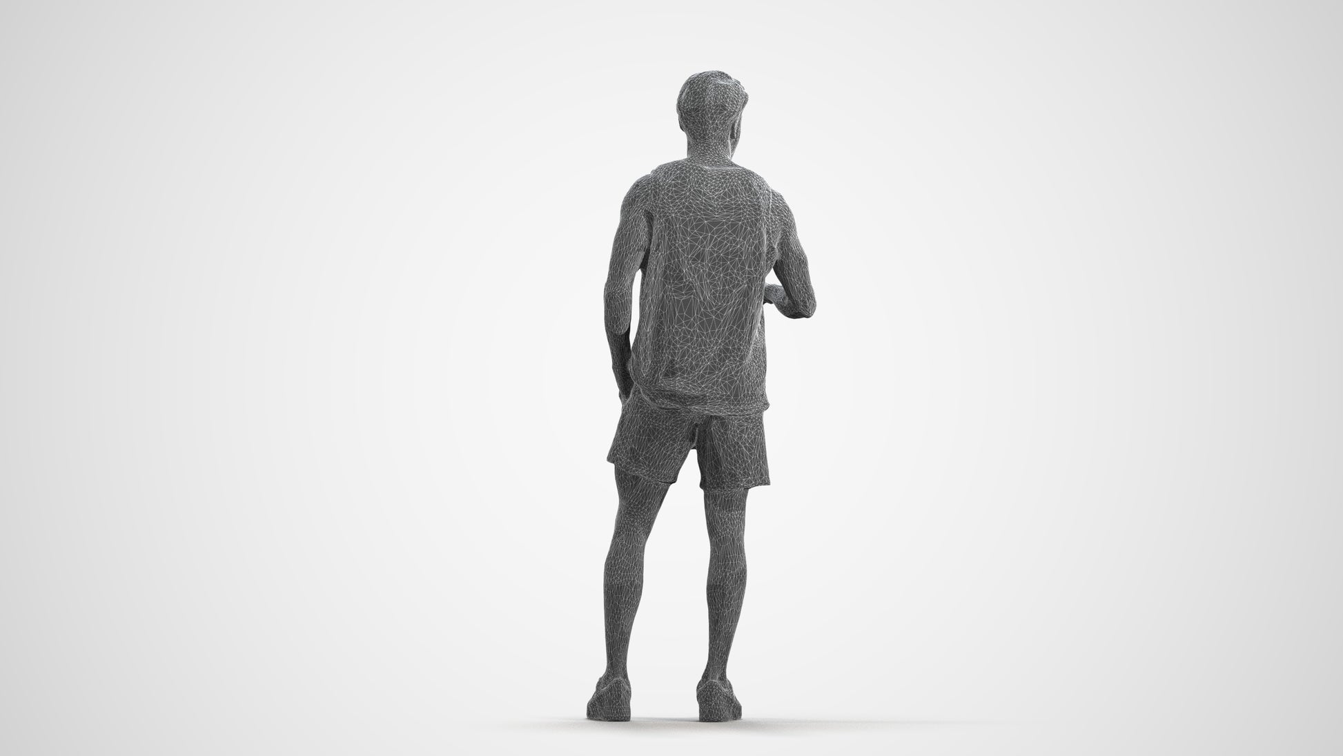 realistic 3D people man sport standing, render-ready for V-Ray and Corona, FBX OBJ, wireframe front view