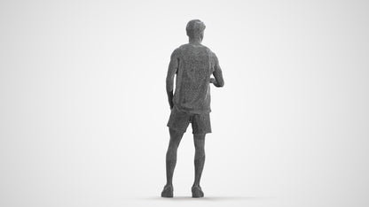 realistic 3D people man sport standing, render-ready for V-Ray and Corona, FBX OBJ, wireframe front view