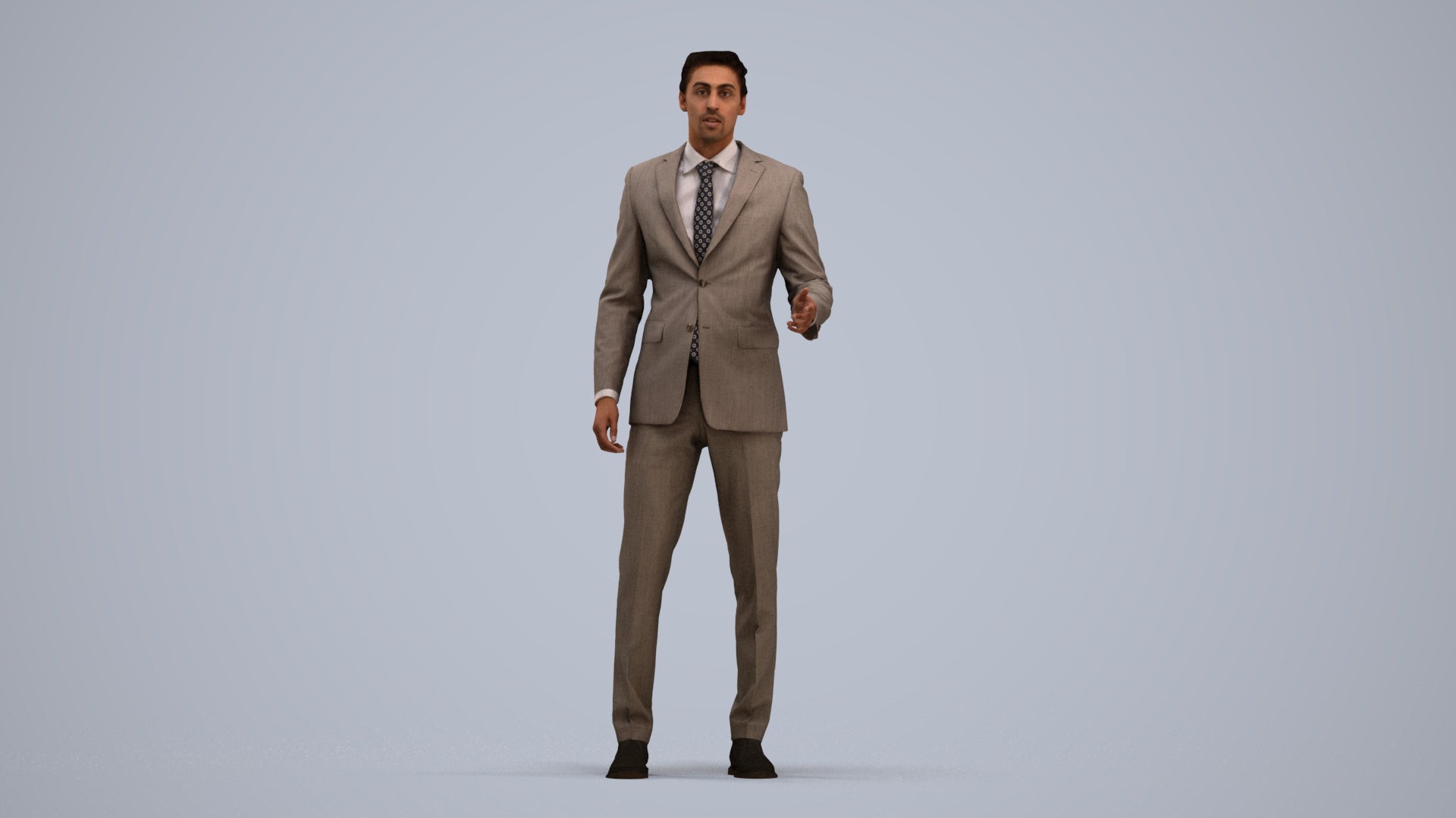 3D people model man business, scanned human for 3ds Max rendering, standing pose render