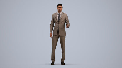 3D people model man business, scanned human for 3ds Max rendering, standing pose render