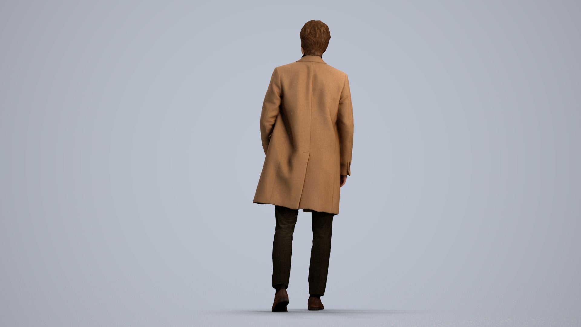 photogrammetry 3D man business walking, realistic human model archviz FBX, front view render