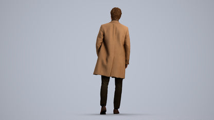 photogrammetry 3D man business walking, realistic human model archviz FBX, front view render